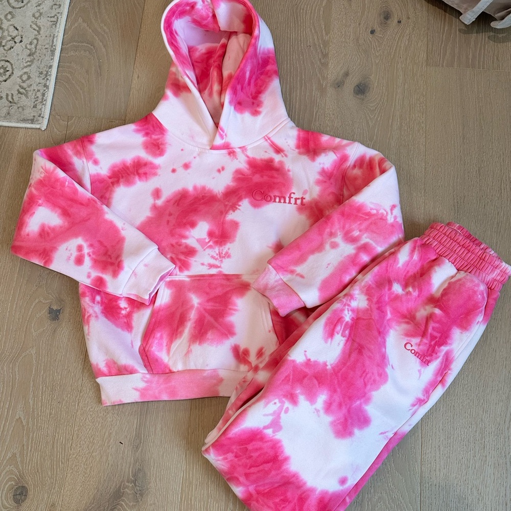Comfrt Pink Tie-Dye Hoodie and Sweatpants Set